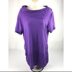 Cleo Women's Top Short Sleeve Long Sweater Purple